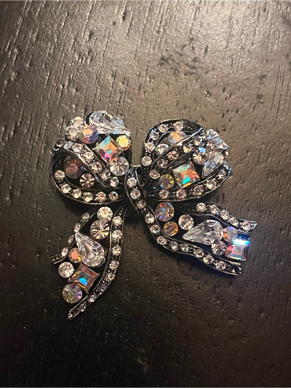 Crystal Bow Pin Brooch